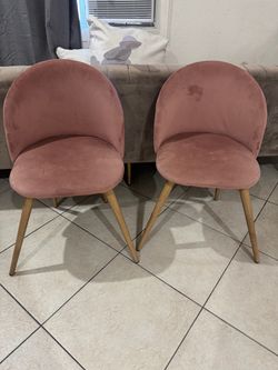 Pink Velvet Accent Chairs Set of 2