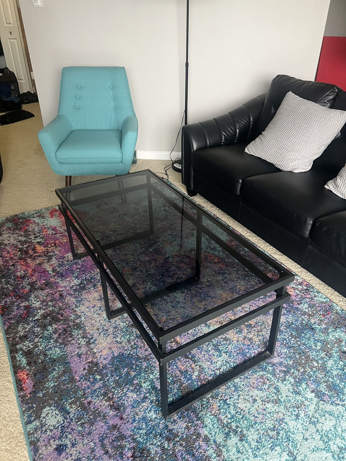 Moving Out Sale- Will Help Load-Black Leather Couch And More