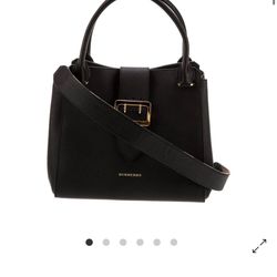 Burberry Black Grained Leather Medium Buckle Tote 