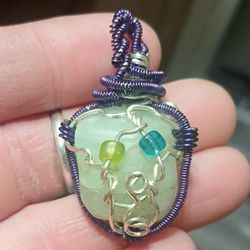 Handmade Aquamarine Wire Wrap Crystal Pendant 