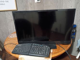 Computer monitor and keyboard