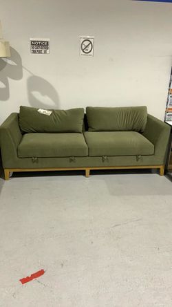 Thomasville Modena Fabric Stationary Sofa With Storage Velvet Green