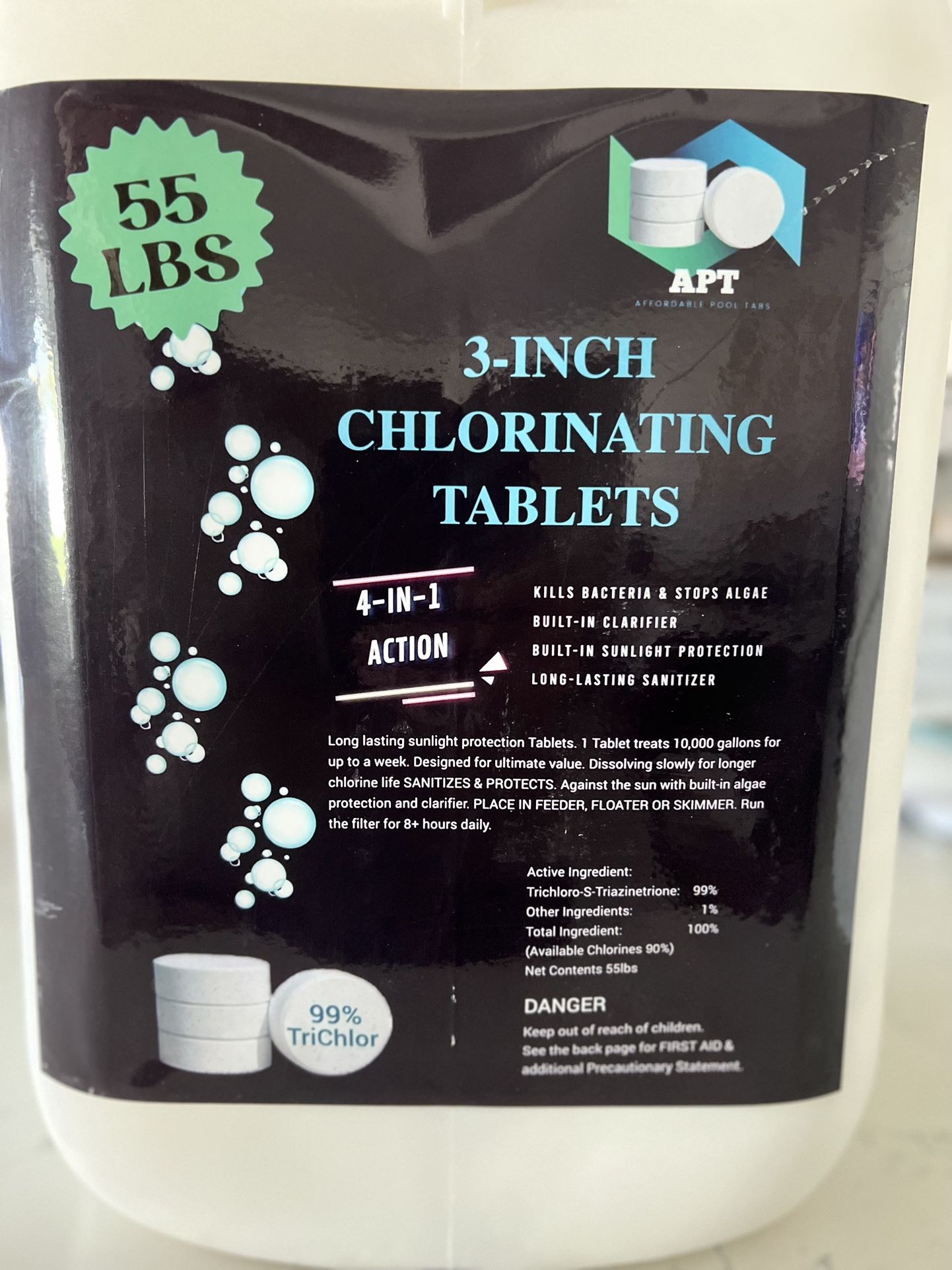 55lbs 3 Inch Chlorine Swimming Pool Tabs Tablets & Shock 