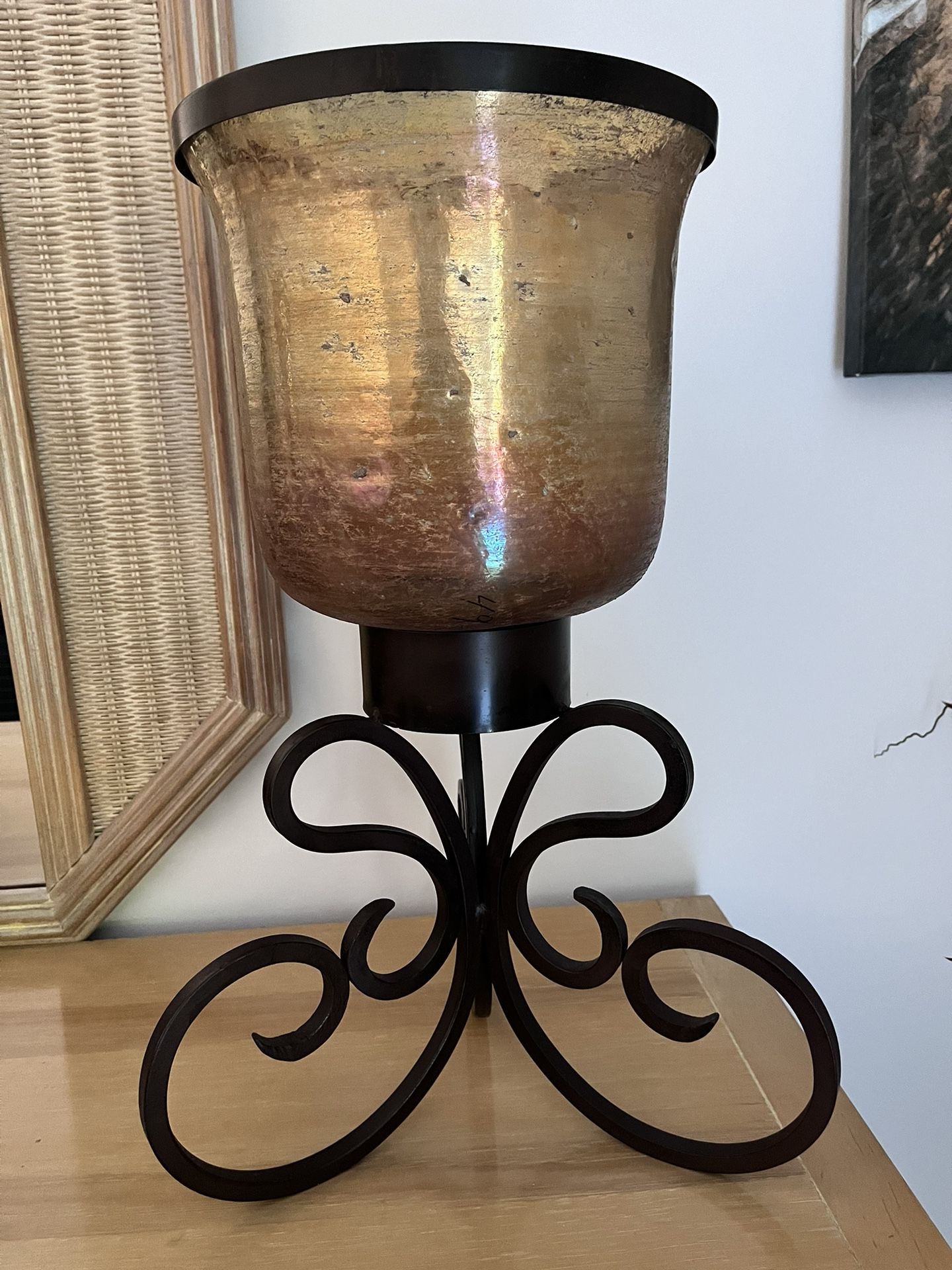 Glass/Iron Candle Holders Set