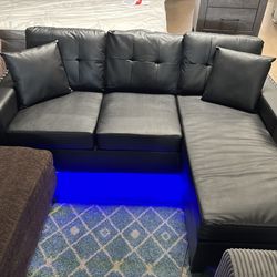 Leather SECTIONAL with LED LIGHTS