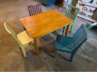 Solid wood kids table and chairs