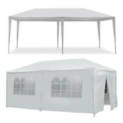 White 10 x 20 ft Outdoor Gazebo Party Tent with 6 Side Walls Wedding, Party