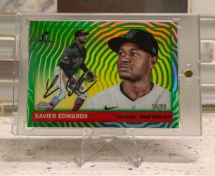 2025 Topps Chrome Platinum Anniversary Xavier Edwards Green Vibration /99 #88