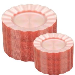 ISFANGCO 60Pcs Premium Pink Plastic Plates, Fancy Clear Pink And Gold Glitter Disposable Plate, Elegant Wedding Plate Set Include 30 Dinner & 30 Desse