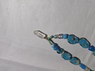 Crystal pendant necklace with various beads