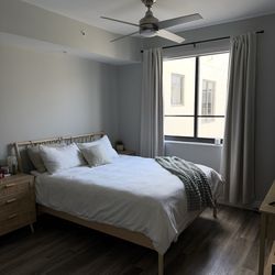 IKEA BJORKSNAS- Queen Birch Wood Bed Frame + LONSET Slats