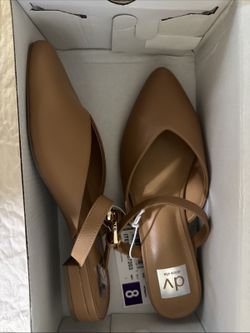 Dolce Vita Women’s Size 8 Brown Leather Pointed Toe Ankle Strap Flats - NEW