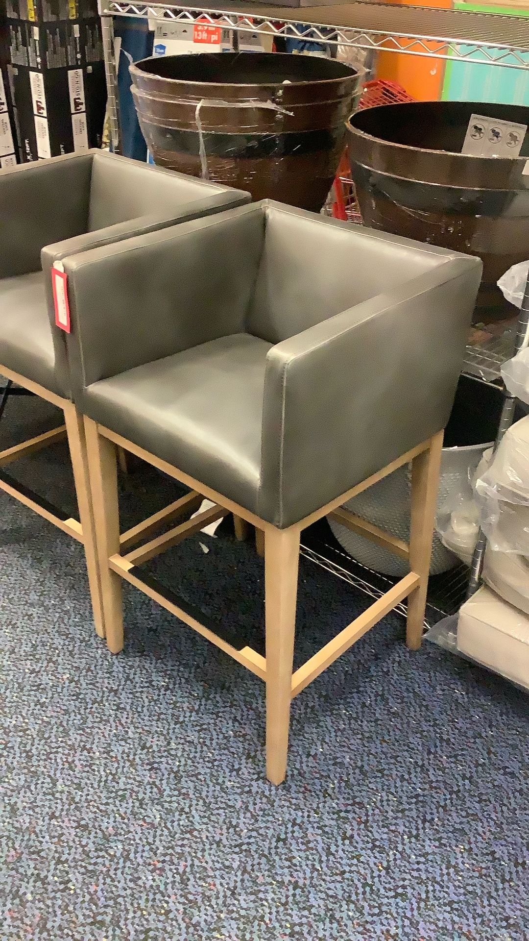 New Grey Leather Bar Stool