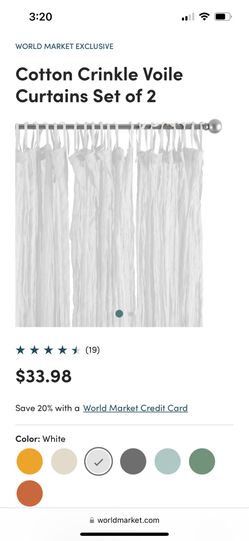 White Crinkle Curtains 2x (World Market)