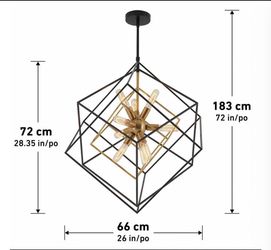 artika Imperium Modern Mid-Century Chandelier Black and Gold 