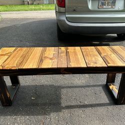 Outdoor Hand Crafted Wooden Bench