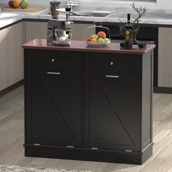 Double Tilt Out Trash Cabinet 20 Gallon Wooden Free Standing Laundry Sorter Cabinet $90
