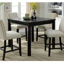 Black Counter Height Dining Table Set (Free Delivery)