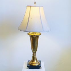 Statement Piece - large Vintage Hollywood Regency Brass and Black enamel table lamp 