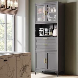 IKEA Desk Set Up+3 Floating Shelves+Storage Shelf/Cabinet with glass doors and Drawers BUNDLE