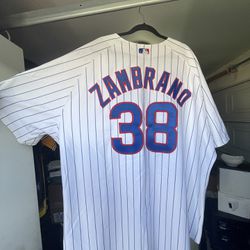 Carlos Zambrano #38 Chicago Cubs Pinstripe Home Jersey
