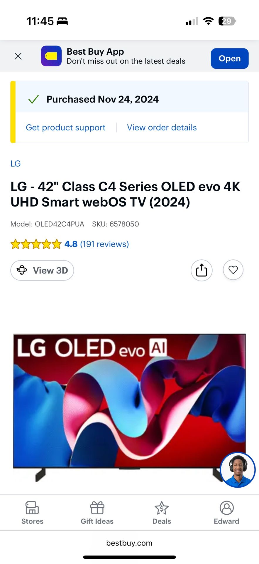 LG - 42" Class C4 Series OLED evo 4K UHD Smart webOS TV (2024)