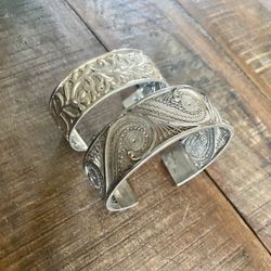 Two Sterling Silver Cuff Bracelets