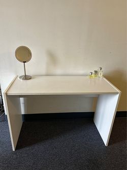 Compact White Vanity Desk — 2 ft tall