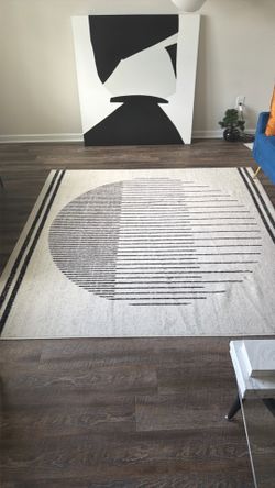 Black and Off White Area Rug