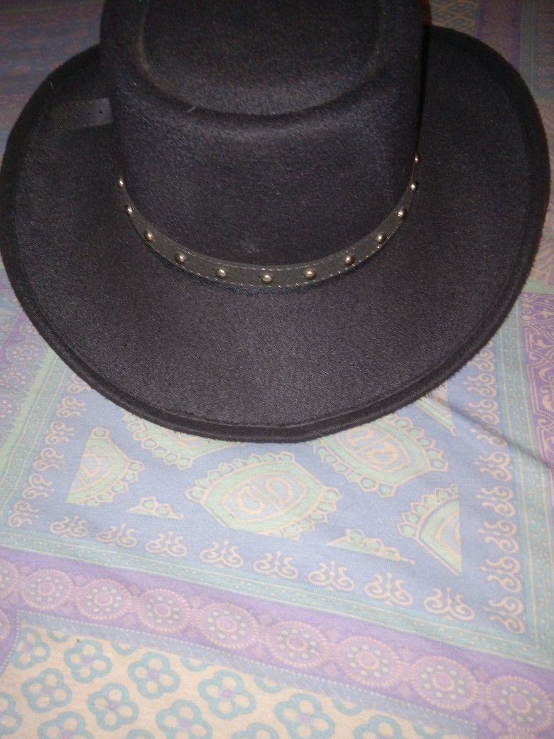 Western Expess Faux Felt Gambler Hat with Elastic Sweatband