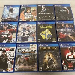 Lot 12 PS4 Games GTA, Battlefront,NHL 18, Madden, Deus Ex, Gran Turismo & Other