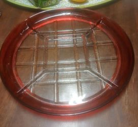 Indiana Glass "Cranberry/Ruby Red - Diamond Point Pattern - 5 Divide Platter