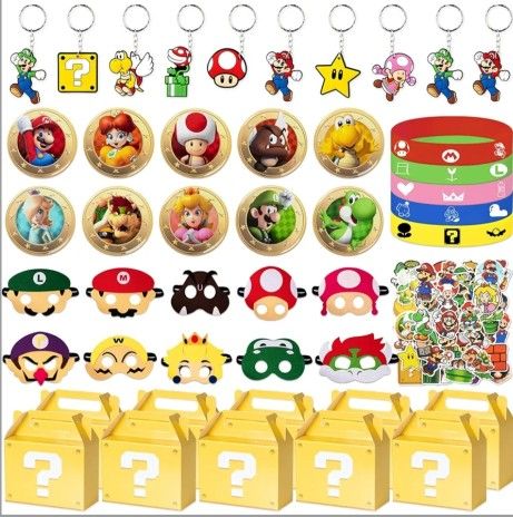 100 Pcs Mario Bros Birthday Party Favors Supplies
