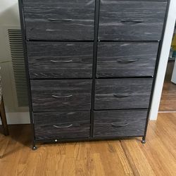 Nice 8- Drawer Fabric Tall Dresser with Wood Top & Sturdy Metal Frame, Wood Grain Print — Storage Chest for Bedroom, Living Room