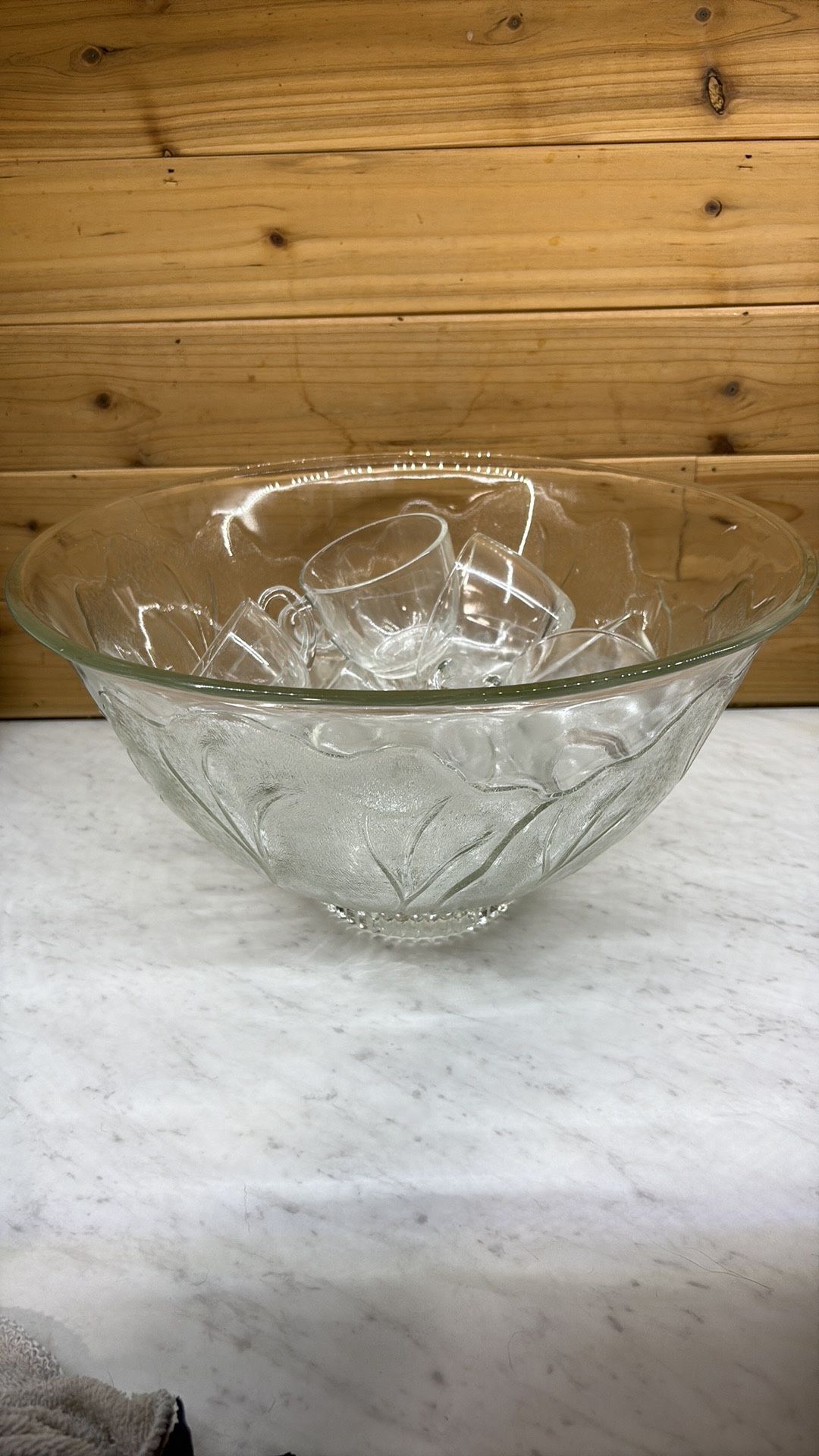 Textured Glass Punch Bowl
