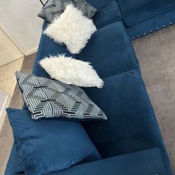 Velvet Sectional + Pillows