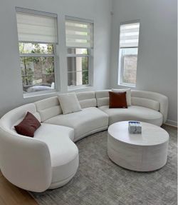 Like-New Cream Curved Sectional Sofa - Only Used Twice