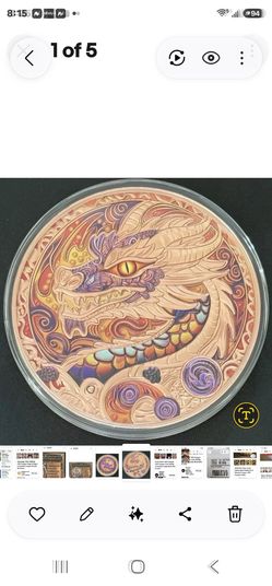 Beautiful 1 KILO 1000 grams .999 COLORIZED COPPER DRAGON Limited Edition.