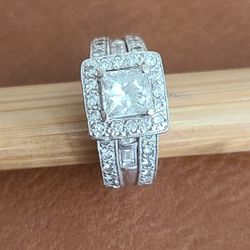 Custom Unique 14kt White Gold Princess Cut Diamond Ring