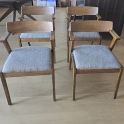 Mid Century Dining Chairs Walnut Light Grey Gray
