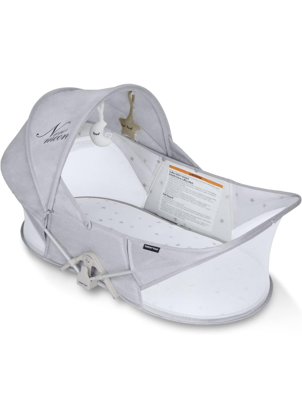 Beberoad Love Baby Travel Bassinet Portable Bassinet-Folding Baby Bassinet in Bed Mini Travel Crib Infant Travel Bed with Mosquito Net and Canopy Ligh