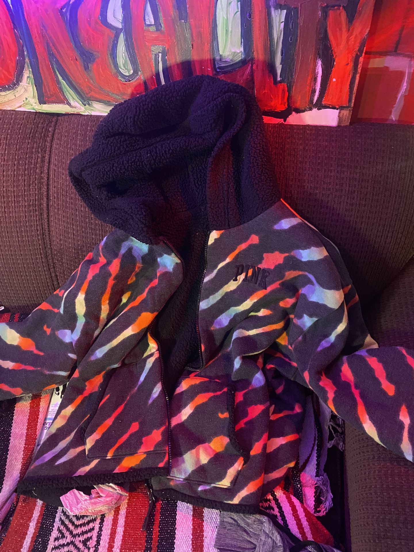 VS PINK Reversible Sherpa Tie Dye Jacket
