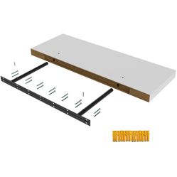 Wall Shelf Set of 1, White Floating Shelves 24 in W x 12.75 in D x 2 in H, Wooden Floating Wall Shelf with Invisible Brackets for Living Room/Bedroom/