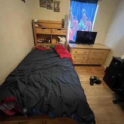 Twin Wood Bed Frame/dresser 