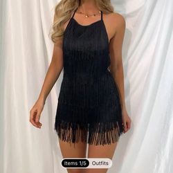 Fringe Black Cherley Dress