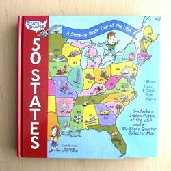 Puzzle & Book 50 States: A State-by-State Tour of the USA (State Shapes)