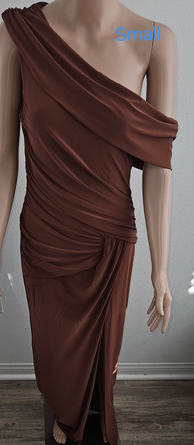 Windsor Brown Off Shoulder Long Dress