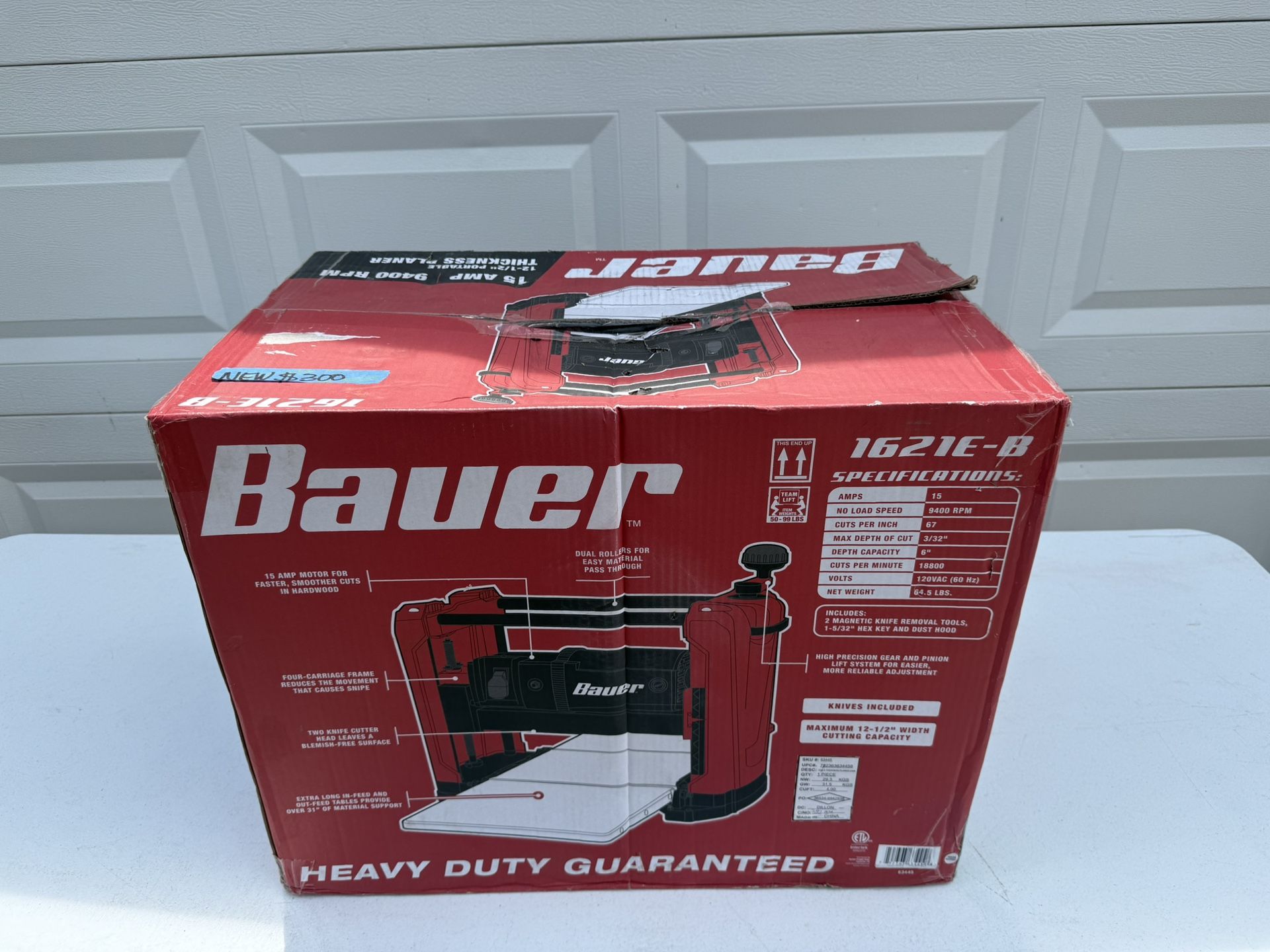 Bauer 12-1/2” Portable Thickness Planer