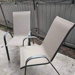 2 pcs Stackable Brown Steel Sling Outdoor Patio 