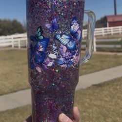 Butterfly 40oz Snow Globe Tumbler